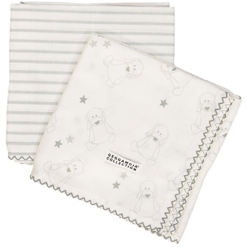 Geggamoja - Bamboo Muslin Filt White/Grey